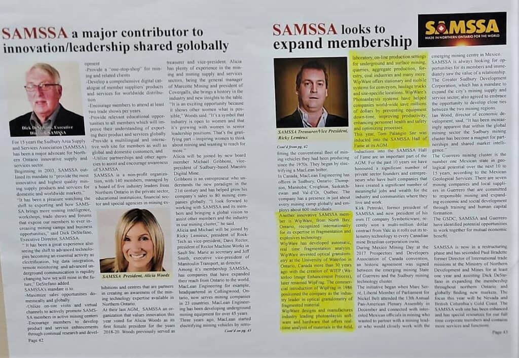 Mining Life article about WipWare and SAMSSA