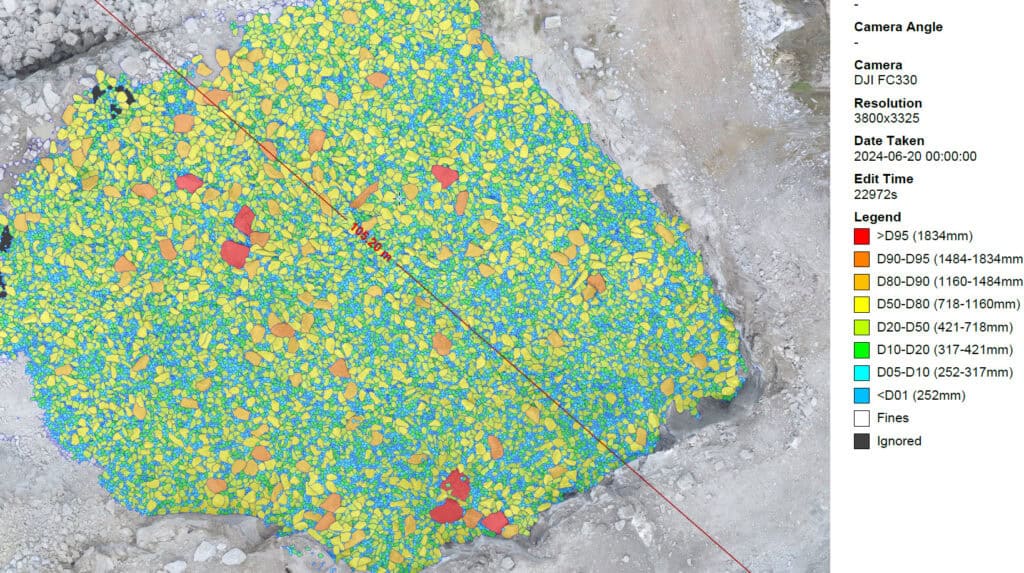 Orthomosaic image of blast with heat map 