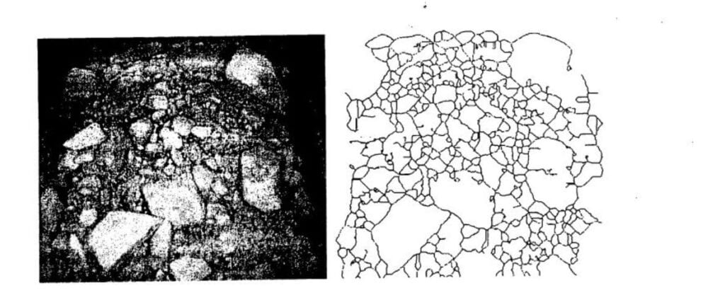 Fragmentation image of rocks and real-time analysis