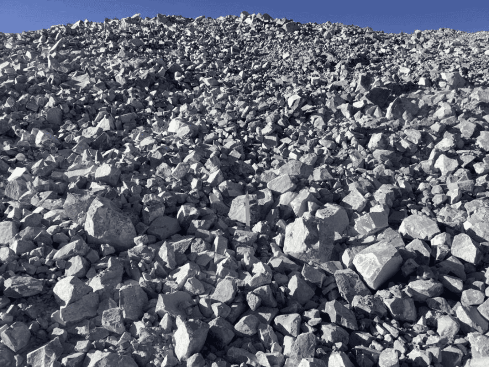 An example of a bad field image, not suitable for WipFrag analysis.