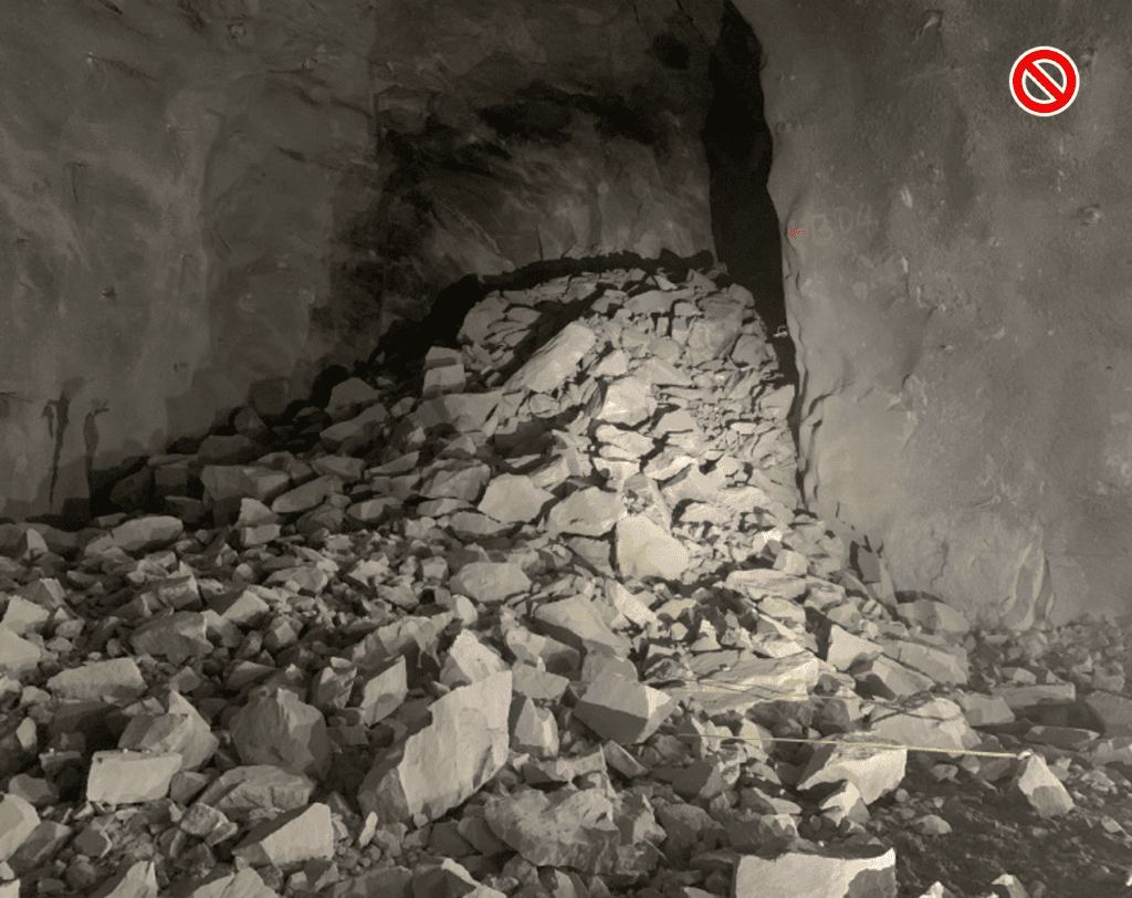 An example of a bad underground image, not suitable for WipFrag analysis.