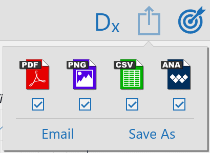 The export options for WipFrag analysis data.